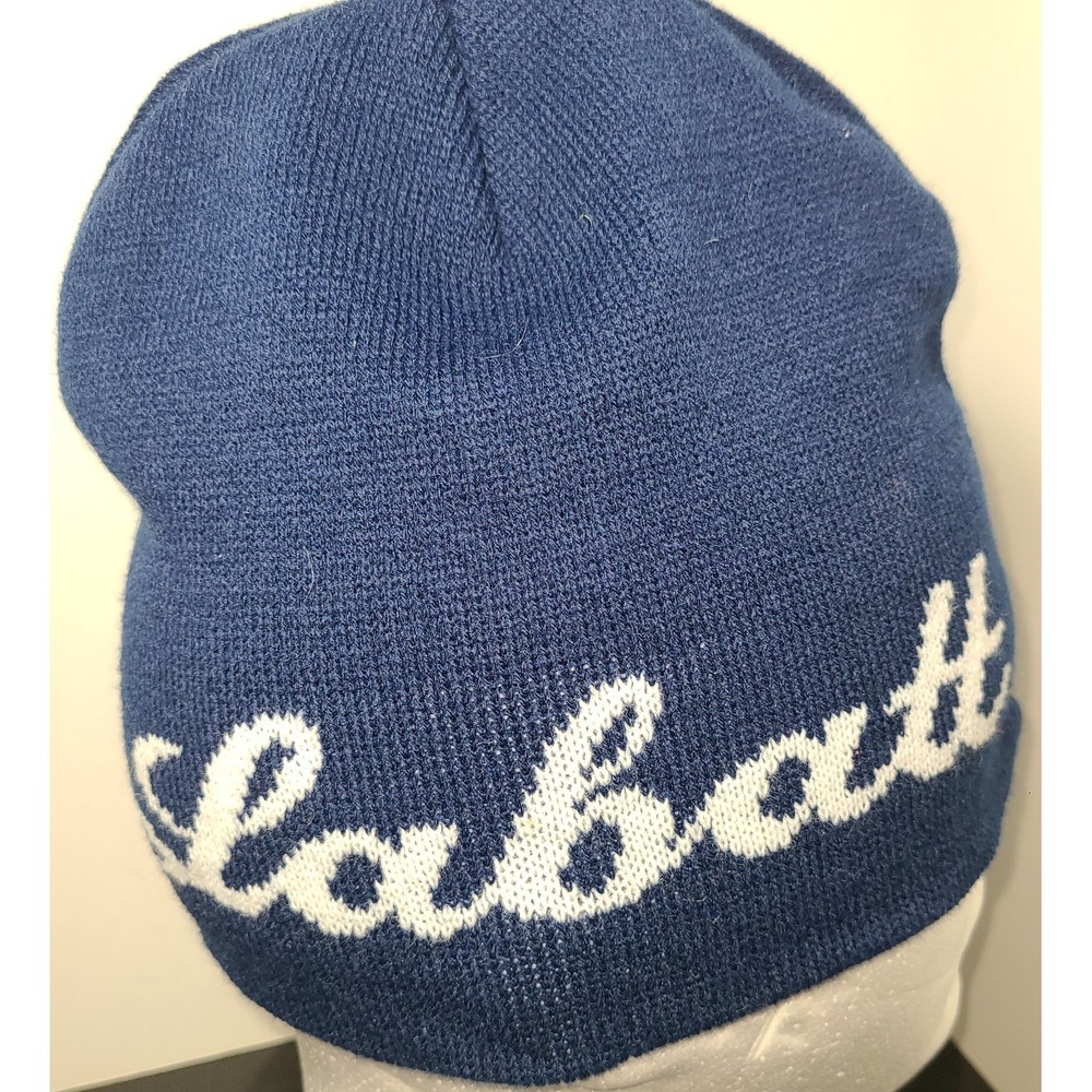 VTG Labatt Blue Beer USA Hockey Men's Blue Knit Winter Beanie Hat‎ Cap OSFM